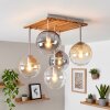Boho Kugelleuchte Gastor mit 5 Glasschirmen in Klar, Bernstein und Rauch, ø 15 cm, E14