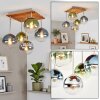 Boho Style Kugel-Deckenleuchte Gastor mit 5 bunten Glasschirmen ø 15 cm