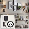 Turil LED Bett Leseleuchte als Wandleuchte, 2er Set, schwarz-weißer Stoffschirm