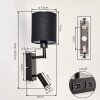 Turil LED Bett Leseleuchte als Wandleuchte, 2er Set, schwarz-weißer Stoffschirm