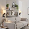 Turil LED Wandleuchte mit Leseleuchte für Couch, weißem Stoffschirm, 2er-Set