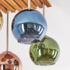 Koyoto Tannenholz-Deckenleuchte mit bunten Kugel-Glasschirmen, 4-flammig, ø 15 cm