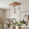 Koyoto Deckenleuchte 5-flammig mit klaren Glasschirmen Ø 15 cm, Holzlamellen