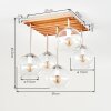 Koyoto Deckenleuchte 5-flammig mit klaren Glasschirmen Ø 15 cm, Holzlamellen