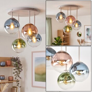 Gastor Deckenleuchte mit Glaskugeln ø 15 cm, 4-flammig, bunte Glasschirme