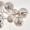 Chehalis Deckenleuchte Rauchglas Kugel, 12-flammig, sandfarbenes Metall