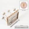 Naturfarbene Holz-Kugelleuchte Koyoto mit 4 bernsteinfarbenen Riffelglasschirmen ø 15 cm