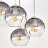 Cluster-Deckenleuchte Koyoto mit 4 klaren und rauchfarbenen Kugelschirmen ø 15 cm
