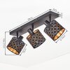 Tallaboa Deckenleuchte 3-flammig, schwarz-goldener Metall-Stoffschirm E14