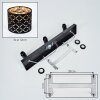 Tallaboa Deckenleuchte 3-flammig, schwarz-goldener Metall-Stoffschirm E14