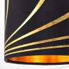 Moderne Deckenspot Alsen mit 3 schwarz-goldenen Stoffschirmen, dreh- und schwenkbar