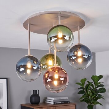 Chehalis Deckenlampe mit mehrfarbigen Glaskugeln, 5-flammig, G9, ø 45 cm