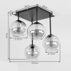 Koyoto Deckenlampe mit Rauchglas-Kugeln, 4-flammig, E14, Chrom-Klar