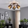 Alsen Vintage 3-flammige Deckenleuchte mit gold-schwarzen Metall-Stoffschirmen