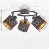 Alsen Vintage 3-flammige Deckenleuchte mit gold-schwarzen Metall-Stoffschirmen