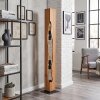 Naturfarbene Boho-Holz-Stele-Stehleuchte Sernadelo mit wellenförmigem Ausschnitt