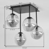 Moderne Cluster-Deckenleuchte Gastor mit 4 Glasschirmen in Blau und Grün