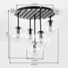Boho-Cluster-Deckenleuchte Gastor mit klaren Glasschirmen und naturfarbener Holzplatte