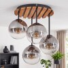 Cluster-Deckenleuchte Gastor im Boho Style, 4 Rauch- und Klarglasschirme