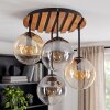 Naturfarbene Boho-Cluster-Deckenleuchte Gastor mit 4 Glasschirmkugeln