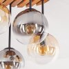 Naturfarbene Boho-Cluster-Deckenleuchte Gastor mit 4 Glasschirmkugeln