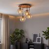 Boho Cluster-Deckenleuchte Gastor mit 4 Glasschirmen in Bernsteinfarben und Klar
