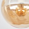 Retro-Kugel-Deckenleuchte Gastor mit drei bernsteinfarbenen Glasschirmen