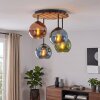 Boho-Cluster-Deckenleuchte Koyoto mit bunten Glasschirmen in Blau, Grün und Kupferfarben