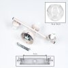 Moderne Kugel-Wandleuchte Ripoll, sandfarbenes Metallgestell, drei klare Glasschirme