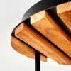 Boho Style Kugel-Deckenleuchte Koyoto mit runder Holzlamellenplatte und 5 Glasschirmen