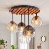 Boho-Cluster-Deckenleuchte Koyoto mit 5 Rauch-, Bernstein- und Klarglasschirmen