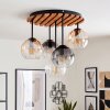 Boho-Cluster-Deckenleuchte Koyoto mit 5 Rauch-, Bernstein- und Klarglasschirmen