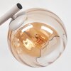 Sandfarbene Kugel-Wandleuchte Koyoto mit drei bernsteinfarbenen Riffelglasschirmen
