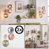 Moderne Wandleuchte Gastor im 2er-Set mit drei bunten Glasschirmen, E14