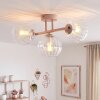 Moderne Cluster-Deckenleuchte Koyoto mit drei klaren Riffelglas-Schirmen, E14