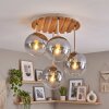 Boho-Kugel-Deckenleuchte Gastor mit 4 klaren und rauchfarbenen Glasschirmen