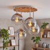 Boho-Kugel-Deckenleuchte Gastor mit 4 klaren und rauchfarbenen Glasschirmen
