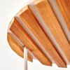 Boho-Deckenleuchte Koyoto mit Glaskugeln, Holzlamellenplatte in Naturfarben