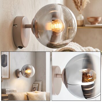 Moderne Kugel-Wandleuchte Gastor mit rundem Glasschirm, E14, Klarglas