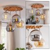 Kugel-Deckenleuchte Koyoto mit Holzlamellenplatte im Boho Style