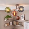 Retro-Cluster-Deckenleuchte Koyoto mit drei bunten Glaskugeln, E14-Fassung