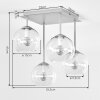 Moderne Kugel-Deckenleuchte Koyoto mit 4 bunten Glasschirmen und sandfarbenem Gestell
