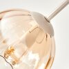 Kugel-Deckenleuchte Koyoto mit fünf modernen Glasschirmen in Bernstein und Klar im Cluster