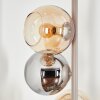 Kugel-Stehleuchte Koyoto, Cluster aus sechs Glasschirmen in Chrom, Rauch und Bernstein