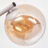 Moderne Wandleuchte Koyoto mit drei Glasschirmen in Chrom, Rauch und Bernstein