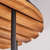 Boho Style Kugel-Deckenleuchte Koyoto mit Holzlamellen-Abdeckung und Rauchglasschirmen