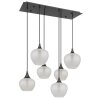 Globo Maxy 6-flammige Esstisch-Hängeleuchte mit klaren Glasschirmen Nickel-Matt