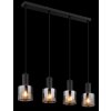 NOWA Jack längliche Pendelleuchte für Esstisch, 4-flammig, klar-rauchfarbene Glasschirme, Länge 74 cm