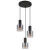 NOWA Jack 3-flammige Hängeleuchte mit rauchfarbenen Glasschirmen, E27, IP20