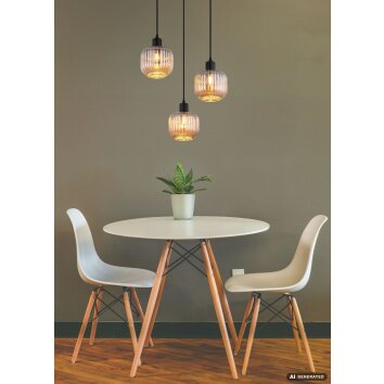NOWA Tom moderne Hängeleuchte mit rauchfarbenem Glasschirm, 3-flammig, E14